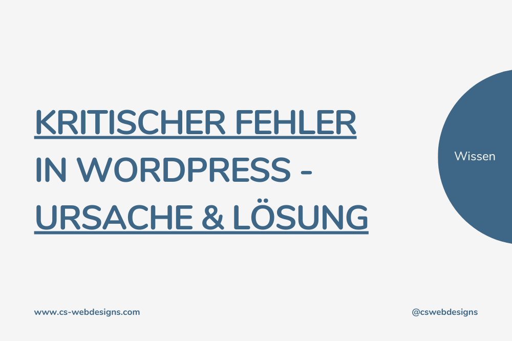 Kritischer Fehler in WordPress